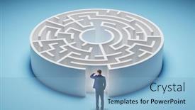  Presentation with find - Slide set enhanced with businessman-trying-to-find background and a light blue colored foreground