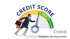  Presentation with credit score - Amazing PPT theme having businessman-trying-to-improve-credit backdrop and a white colored foreground