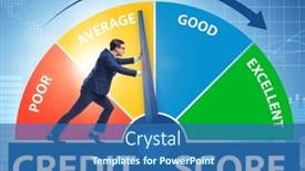  Presentation with credit score - Slide set with businessman-trying-to-improve-credit background and a ocean colored foreground