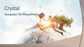  Presentation with overcome - Presentation consisting of businessman-trying-to-overcome-deep background and a sky blue colored foreground