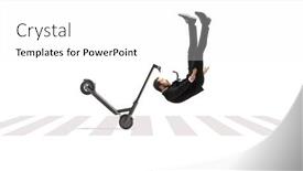 Presentation with electric scooter - PPT theme featuring businessman-tumbling-with-an-electric background and a white colored foreground