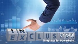  Presentation with inclusion - PPT theme having businessman-turning-cubes-in-inclusion background and a ocean colored foreground