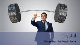  Presentation with taxes - Cool new theme with businessman-under-heavy-burden backdrop and a ocean colored foreground