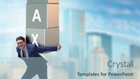  Presentation with burden - Audience pleasing PPT layouts consisting of businessman-under-heavy-tax-burden backdrop and a light blue colored foreground