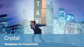  Presentation with burden - Audience pleasing slides consisting of businessman under heavy tax burden backdrop and a teal colored foreground