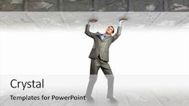  Presentation with academic pressure - Slide deck with businessman under pressure between two background and a white colored foreground