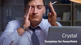  Presentation with smoking - Colorful slide set enhanced with businessman under stress smoking in office backdrop and a ocean colored foreground