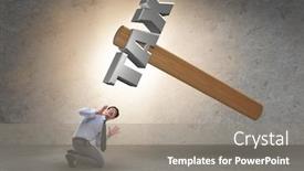 Presentation with burden - Slide set consisting of businessman under the burden of tax payments background and a gray colored foreground