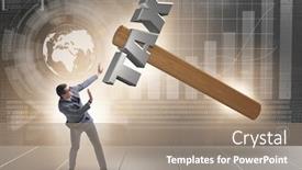  Presentation with burden - Presentation theme consisting of businessman under the burden of tax payments background and a coral colored foreground