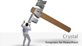  Presentation with burden - Audience pleasing PPT theme consisting of businessman-under-the-burden backdrop and a light gray colored foreground