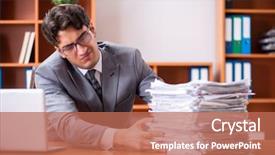  Presentation with resilience at work - Colorful slides enhanced with businessman unhappy with excessive work backdrop and a coral colored foreground