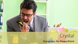  Presentation with unhappy - Presentation theme featuring businessman-unhappy-with-many-conflicting background and a  colored foreground