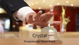  Presentation with bell service - Amazing presentation theme having businessman using a hotel bell backdrop and a coral colored foreground