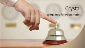  Presentation with hotel - Cool new presentation theme with businessman using a hotel bell backdrop and a soft green colored foreground