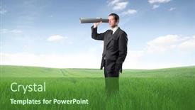  Presentation with binocular - Amazing presentation theme having telescope - businessman using a paper tube backdrop and a tawny brown colored foreground