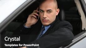  Presentation with cell - Beautiful slide set featuring businessman using a phone backdrop and a  colored foreground