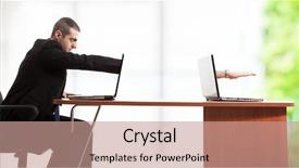  Presentation with remote medical fitting - Theme with businessman using a remote control background and a coral colored foreground