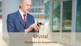  Presentation with smartphone - Presentation design consisting of businessman using a smartphone background and a lemonade colored foreground