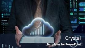  Presentation with infographic - PPT layouts with businessman-using-cloud-financial-management background and a navy blue colored foreground