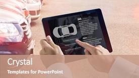  Presentation with digital car - Presentation design having digitization paper - businessman using digital tablet next background and a coral colored foreground