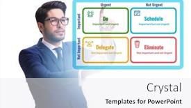  Presentation with matrix - Slides having businessman-using-eisenhower-matrix background and a white colored foreground