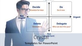  Presentation with matrix - Presentation design consisting of businessman-using-eisenhower-matrix background and a  colored foreground