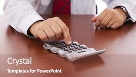  Presentation with calculator - Audience pleasing slides consisting of businessman-using-his-calculator backdrop and a red colored foreground