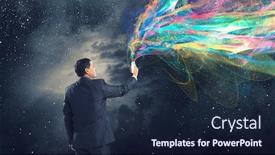  Presentation with mobile application - PPT theme consisting of businessman using mobile application background and a wine colored foreground