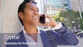  Presentation with manhattan - Audience pleasing slides consisting of businessman using smartphone in manhattan city centre backdrop and a ocean colored foreground