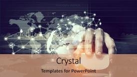  Presentation with wireless - Slide set enhanced with businessman using wireless mouse mixed background and a  colored foreground