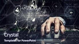  Presentation with wireless - Audience pleasing slide deck consisting of businessman using wireless mouse mixed backdrop and a  colored foreground