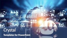  Presentation with wireless - Slides with businessman using wireless mouse mixed background and a  colored foreground