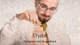  Presentation with wooden building blocks - Cool new slides with businessman using wooden building blocks backdrop and a lemonade colored foreground