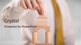  Presentation with wooden building blocks - Slide deck enhanced with businessman using wooden building blocks background and a lemonade colored foreground