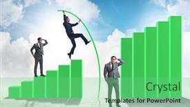  Presentation with bar - Presentation design enhanced with businessman-vault-jumping-over-bar background and a seafoam green colored foreground