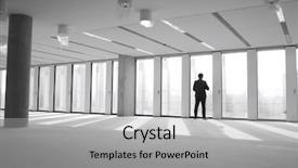  Presentation with rear view of bodyguard - Cool new slides with businessman visiting empty office space backdrop and a light gray colored foreground