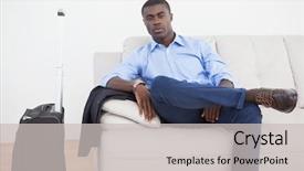  Presentation with flight - Cool new presentation with businessman waiting for a flight in the staff room backdrop and a light gray colored foreground