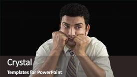  Presentation with waiting - PPT theme consisting of businessman waiting with his head background and a dark gray colored foreground