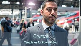  Presentation with commuter - Cool new theme with businessman walking in a train backdrop and a ocean colored foreground