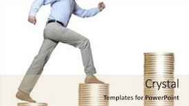  Presentation with upstairs - Theme having businessman walking money upstairs background and a lemonade colored foreground