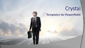  Presentation with wood floor wiht lighting - Slides having businessman walking on a wooden background and a sky blue colored foreground
