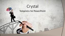  Presentation with gap - PPT theme consisting of businessman walking on drawn bridge background and a light gray colored foreground