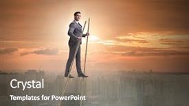  Presentation with standing out in the crowd - Cool new slides with businessman walking on stilts - standing backdrop and a coral colored foreground