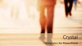  Presentation with abstract circles blur night street - Slide deck consisting of big city - businessman walking on the street background and a lemonade colored foreground