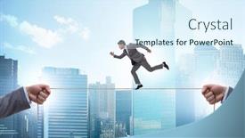  Presentation with nautical map rope - Slide set enhanced with businessman-walking-on-tight-rope background and a sky blue colored foreground