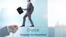  Presentation with rope - PPT theme with businessman-walking-on-tight-rope and a light blue colored foreground