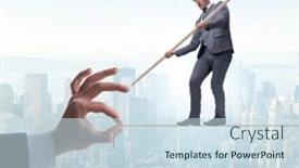  Presentation with rope - PPT theme featuring businessman-walking-on-tight-rope and a sky blue colored foreground