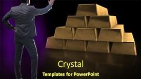  Presentation with gold bars - Audience pleasing theme consisting of businessman-walking-towards-gold-bars backdrop and a wine colored foreground