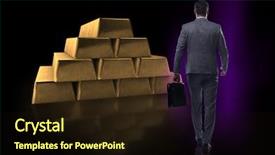  Presentation with gold bars - Audience pleasing theme consisting of bullion - businessman walking towards gold bars backdrop and a wine colored foreground