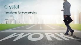  Presentation with businessman climbing the career ladder - Cool new presentation with businessman walking towards his career backdrop and a  colored foreground